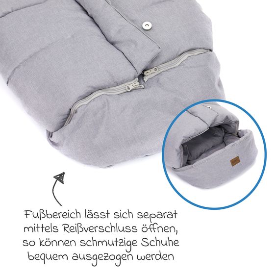 Fillikid Fleece-Fußsack K2 für Buggy, Sport- und Kinderwagen - Hellgrau Melange
