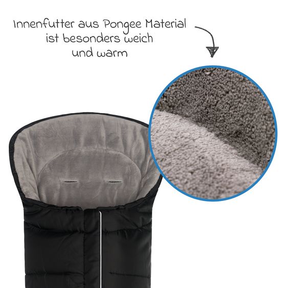 Fillikid Fleece-Fußsack K2 für Buggy, Sport- und Kinderwagen - Schwarz