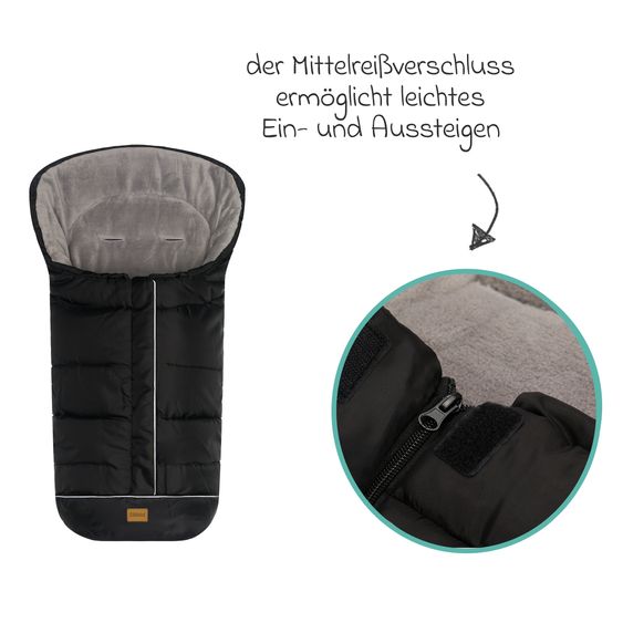 Fillikid Fleece-Fußsack K2 für Buggy, Sport- und Kinderwagen - Schwarz