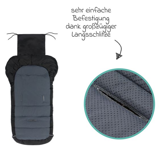Fillikid Fleece-Fußsack K2 für Buggy, Sport- und Kinderwagen - Schwarz