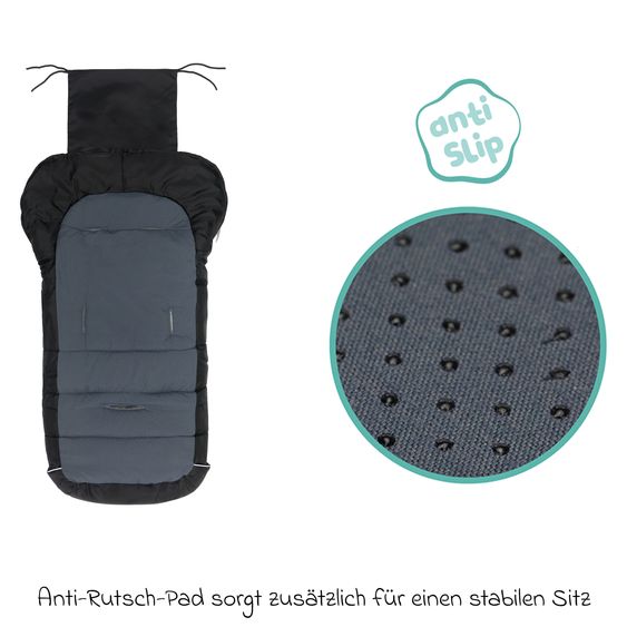 Fillikid Fleece-Fußsack K2 für Buggy, Sport- und Kinderwagen - Schwarz