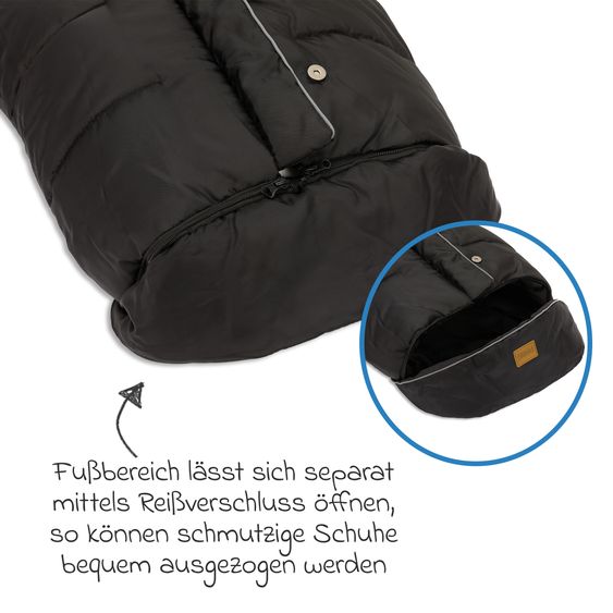 Fillikid Fleece-Fußsack K2 für Buggy, Sport- und Kinderwagen - Schwarz