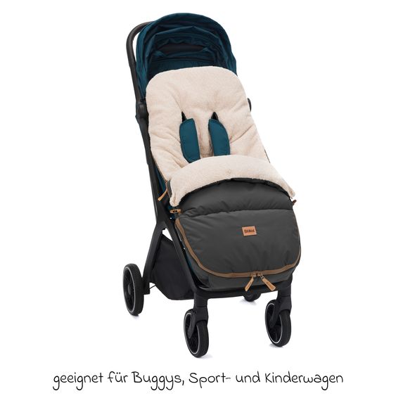 Fillikid Kinley fleece footmuff with teddy plush for buggy, baby carriage and baby carriage - gray