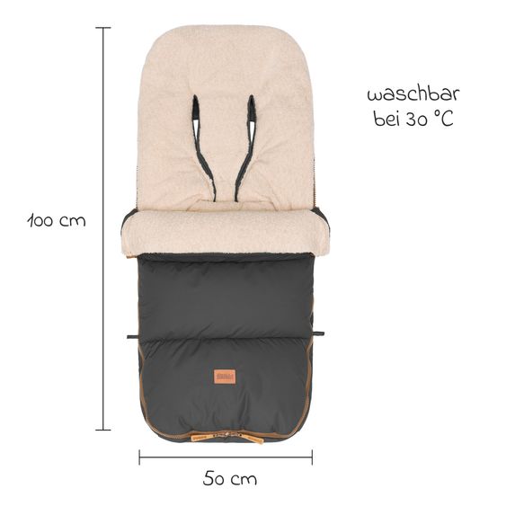 Fillikid Kinley fleece footmuff with teddy plush for buggy, baby carriage and baby carriage - gray