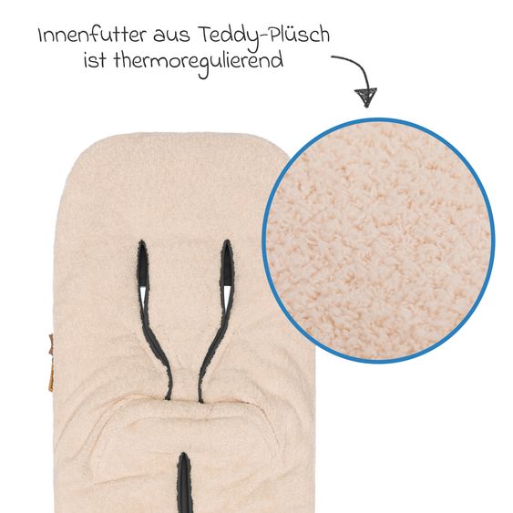 Fillikid Kinley fleece footmuff with teddy plush for buggy, baby carriage and baby carriage - gray