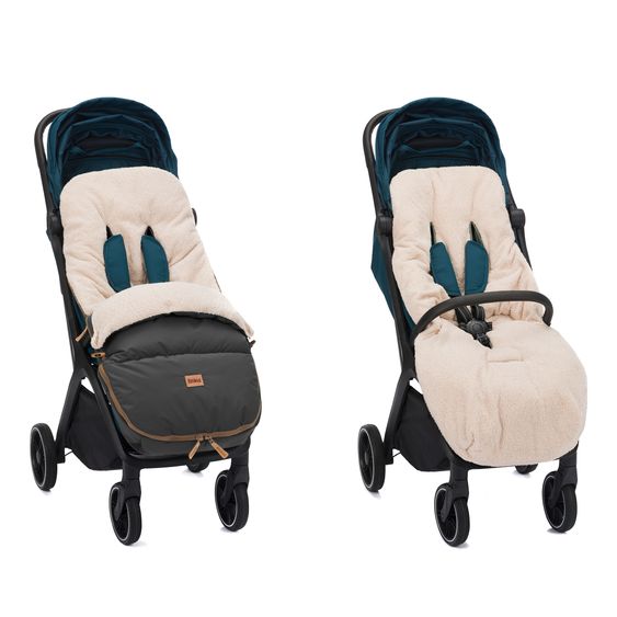 Fillikid Kinley fleece footmuff with teddy plush for buggy, baby carriage and baby carriage - gray