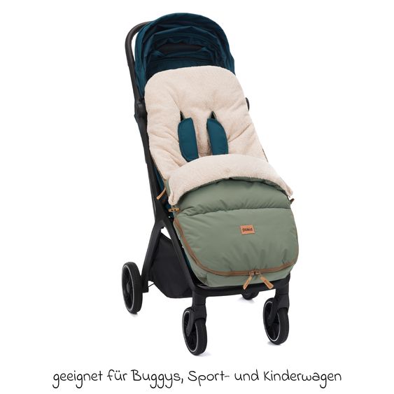 Fillikid Fleece-Fußsack Kinley mit Teddy Plüsch für Buggy, Sport- und Kinderwagen - Salbei
