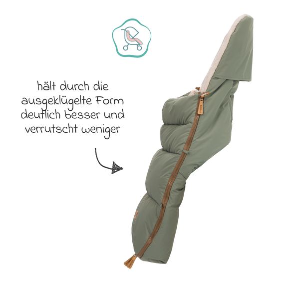 Fillikid Fleece-Fußsack Kinley mit Teddy Plüsch für Buggy, Sport- und Kinderwagen - Salbei