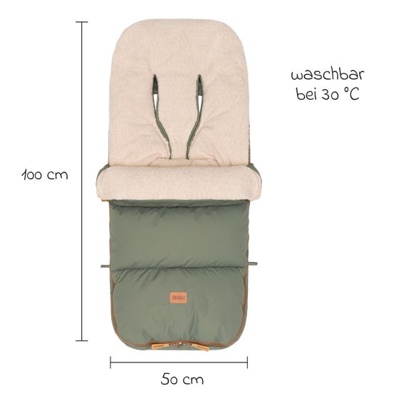 Fillikid Fleece-Fußsack Kinley mit Teddy Plüsch für Buggy, Sport- und Kinderwagen - Salbei
