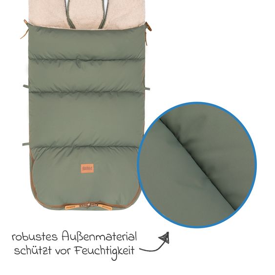 Fillikid Fleece-Fußsack Kinley mit Teddy Plüsch für Buggy, Sport- und Kinderwagen - Salbei