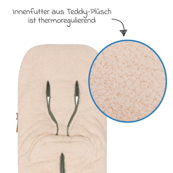 Fillikid Fleece-Fußsack Kinley mit Teddy Plüsch für Buggy, Sport- und Kinderwagen - Salbei