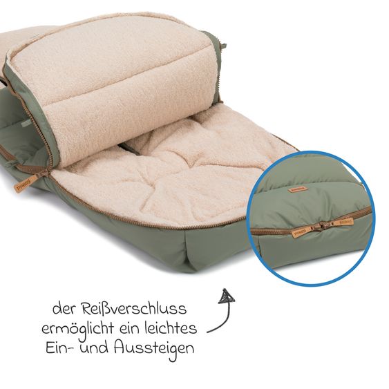 Fillikid Fleece-Fußsack Kinley mit Teddy Plüsch für Buggy, Sport- und Kinderwagen - Salbei