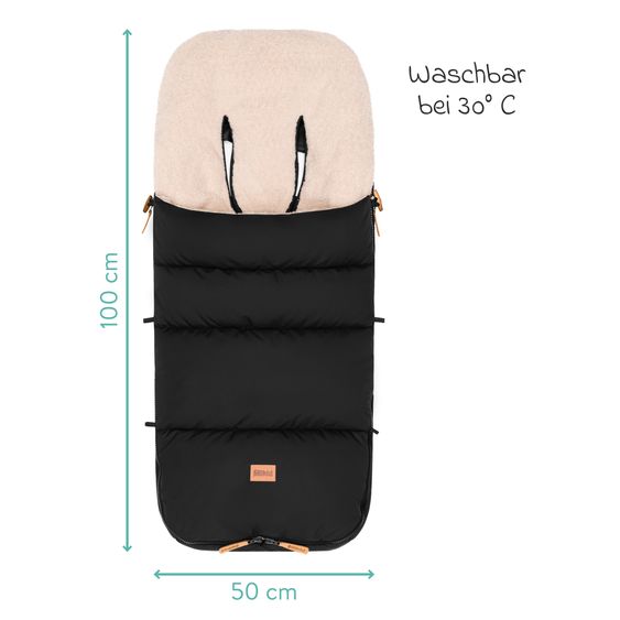 Fillikid Coprigambe in pile Kinley con peluche Teddy per buggy, sportiva e passeggino - Nero