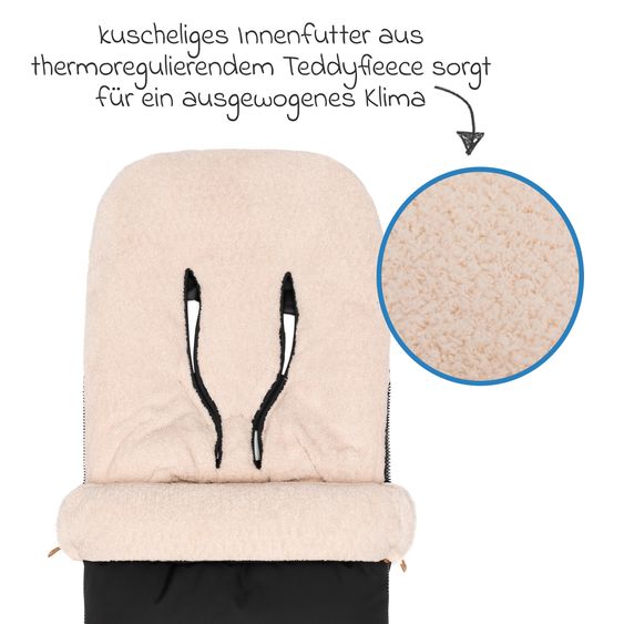 Fillikid Coprigambe in pile Kinley con peluche Teddy per buggy, sportiva e passeggino - Nero