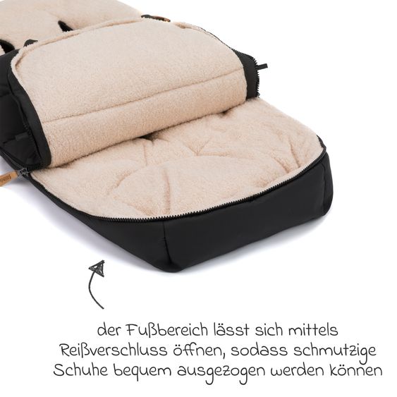 Fillikid Coprigambe in pile Kinley con peluche Teddy per buggy, sportiva e passeggino - Nero
