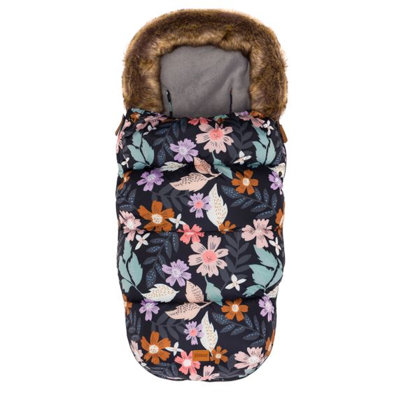 Fillikid Fleece-Fußsack mit Fellkragen Manaslu - Blumen