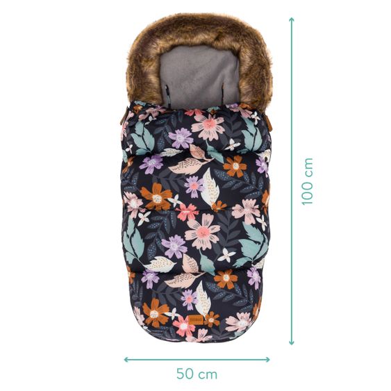 Fillikid Fleece-Fußsack mit Fellkragen Manaslu - Blumen