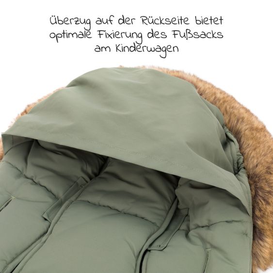 Fillikid Fleece-Fußsack mit Fellkragen Manaslu - Salbei