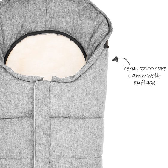 Fillikid Fleece-Fußsack mit Lammwollauflage Marviso - Grau Melange