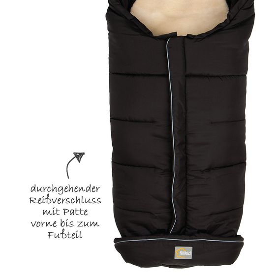 Fillikid Fleece-Fußsack mit Lammwollauflage Marviso - Schwarz
