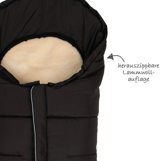 Fillikid Fleece-Fußsack mit Lammwollauflage Marviso - Schwarz