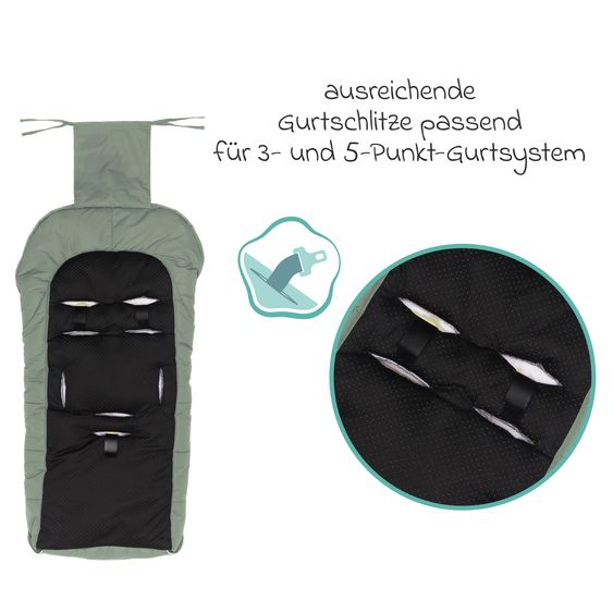 Fillikid Fleece-Fußsack Nanga mit Lammfellauflage für Buggy, Sport- und Kinderwagen - Salbei