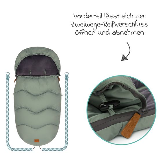 Fillikid Ogre fleece footmuff for buggy, baby carriage and baby carriage - sage