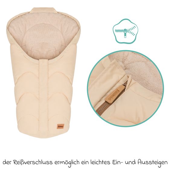 Fillikid Fleece-Fußsack Torre aus Teddyplüsch für Babyschalen & Babywannen - Natur