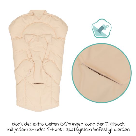 Fillikid Fleece-Fußsack Torre aus Teddyplüsch für Babyschalen & Babywannen - Natur