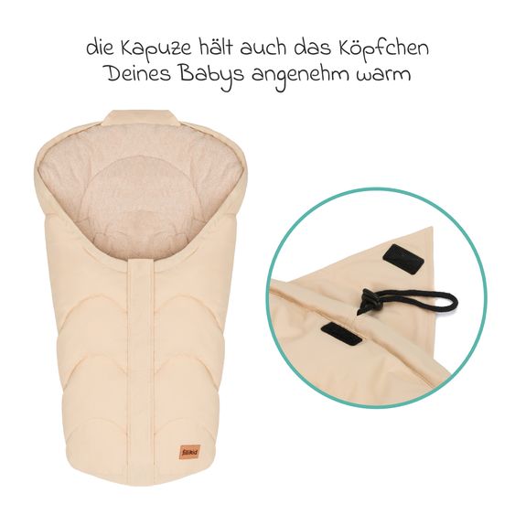 Fillikid Fleece-Fußsack Torre aus Teddyplüsch für Babyschalen & Babywannen - Natur
