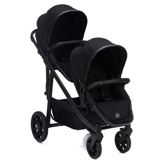 Fillikid Passeggino per fratelli e gemelli Fill Two in One con 2 seggiolini sportivi con barra di protezione - Nero
