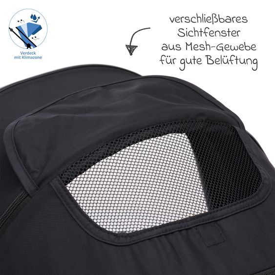Fillikid Passeggino per fratelli e gemelli Fill Two in One con 2 seggiolini sportivi con barra di protezione - Nero