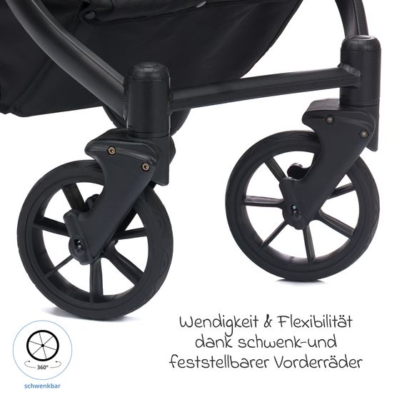 Fillikid Passeggino per fratelli e gemelli Fill Two in One con 2 seggiolini sportivi con barra di protezione - Nero