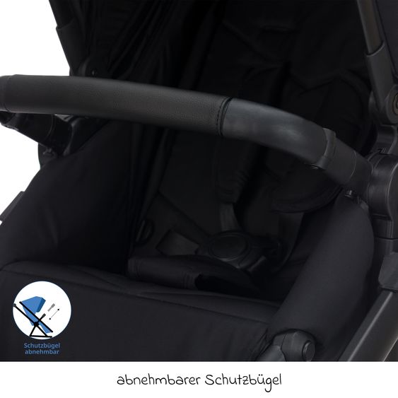 Fillikid Passeggino per fratelli e gemelli Fill Two in One con 2 seggiolini sportivi con barra di protezione - Nero