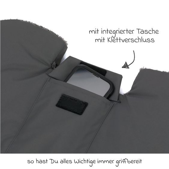 Fillikid Handwärmer Kalix mit Teddy Plüsch - Grau