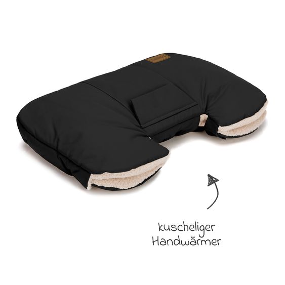Fillikid Handwärmer Kalix mit Teddy Plüsch - Schwarz