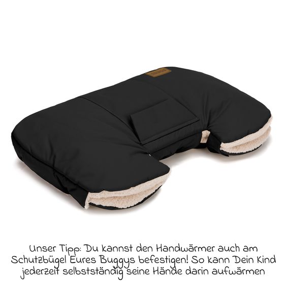 Fillikid Handwärmer Kalix mit Teddy Plüsch - Schwarz