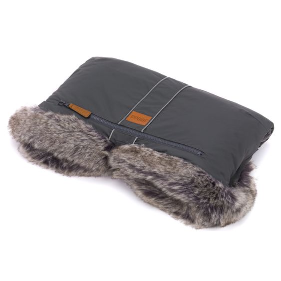 Fillikid Hand Warmer with Fur Halifax - Light Gray Melange