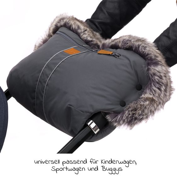 Fillikid Hand Warmer with Fur Halifax - Light Gray Melange