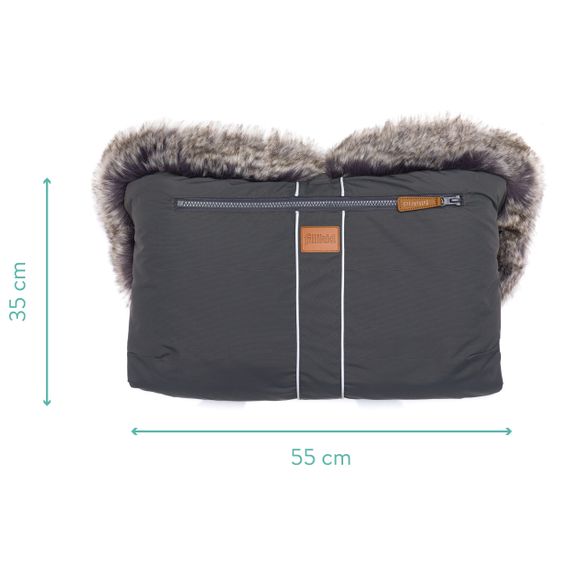 Fillikid Hand Warmer with Fur Halifax - Light Gray Melange