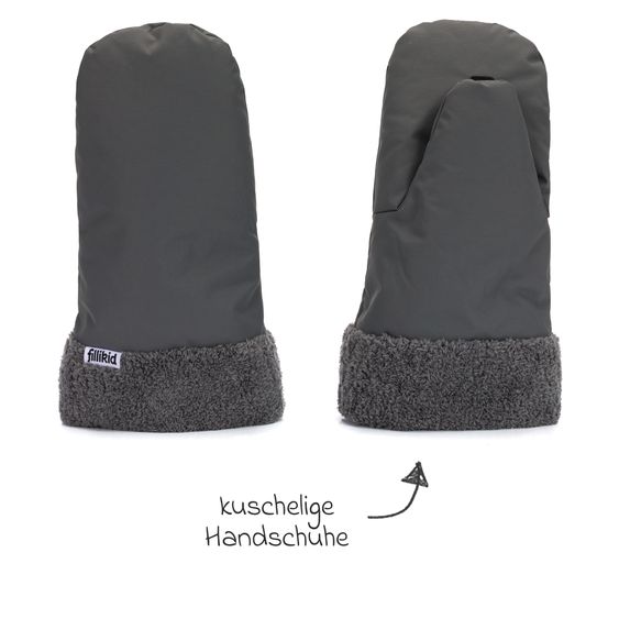 Fillikid Handwärmer Nuuk einzel mit Teddy Plüsch - Grau
