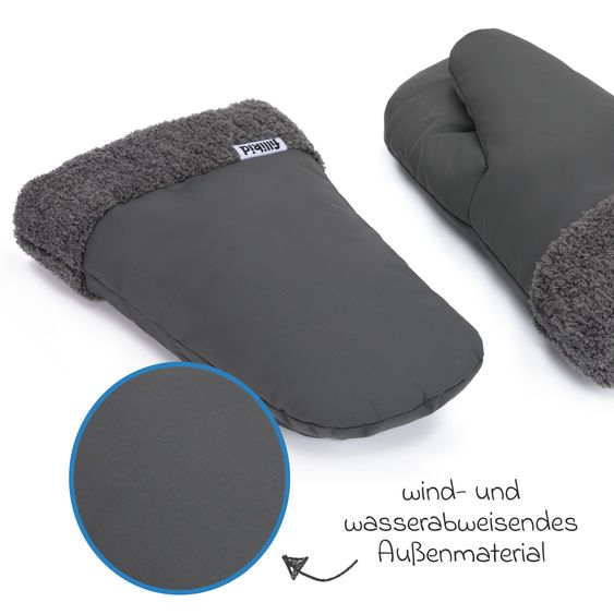 Fillikid Handwärmer Nuuk einzel mit Teddy Plüsch - Grau