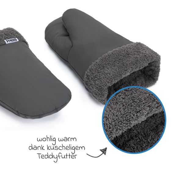 Fillikid Handwärmer Nuuk einzel mit Teddy Plüsch - Grau