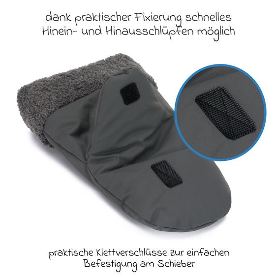 Fillikid Handwärmer Nuuk einzel mit Teddy Plüsch - Grau