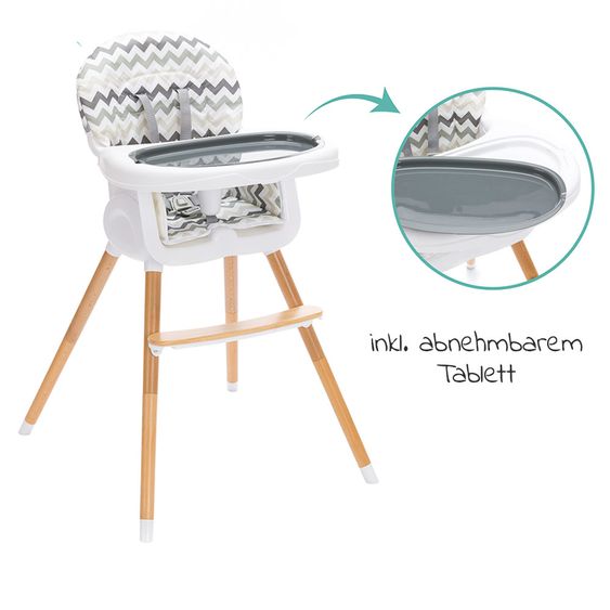 Fillikid Hochstuhl & Kinderstuhl Paul inkl. Essbrett - Zick Zack
