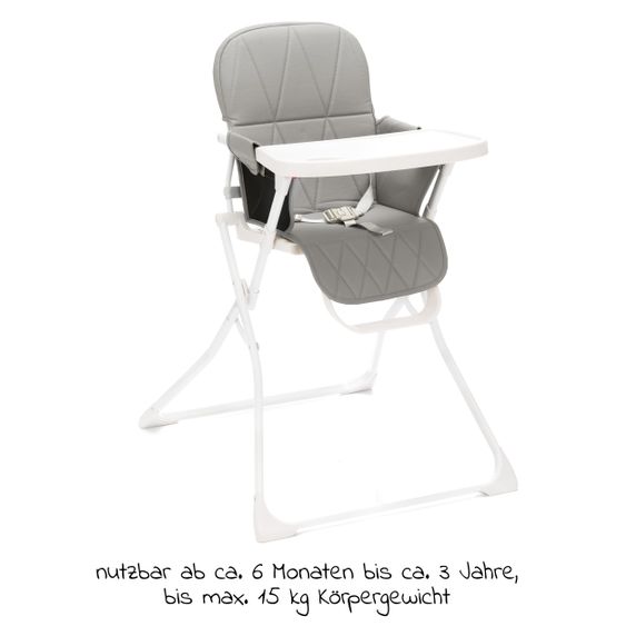 Fillikid Hochstuhl Tom mit Essbrett - klein faltbar nur 4,3 kg - Granit
