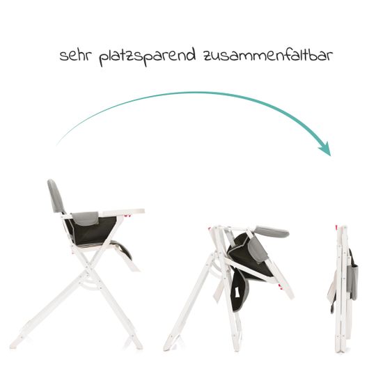 Fillikid Hochstuhl Tom mit Essbrett - klein faltbar nur 4,3 kg - Granit
