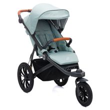 Run jogger & pushchair with a load capacity of up to 22 kg with pneumatic wheels, articulated push bar, reclining position & handbrake - sage melange