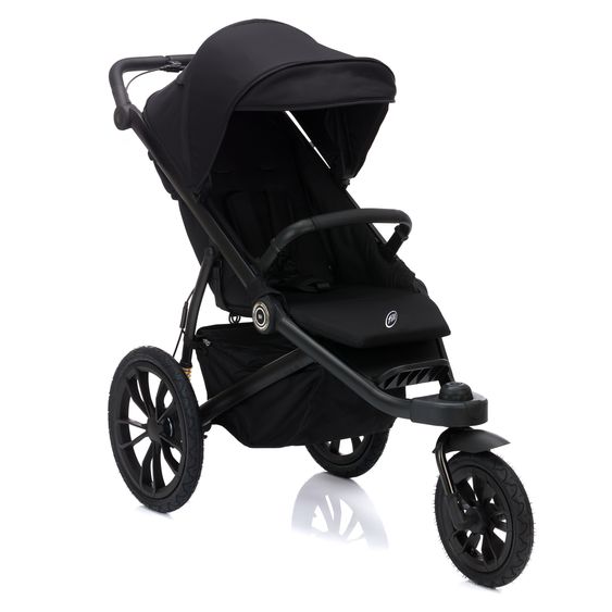 Fillikid Run jogger & pushchair with a load capacity of up to 22 kg with pneumatic wheels, articulated push bar, reclining position & handbrake - Black Melange