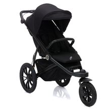 Run jogger & pushchair with a load capacity of up to 22 kg with pneumatic wheels, articulated push bar, reclining position & handbrake - Black Melange